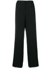 Alberta Ferretti Wide Trousers With Satin Tape In Black