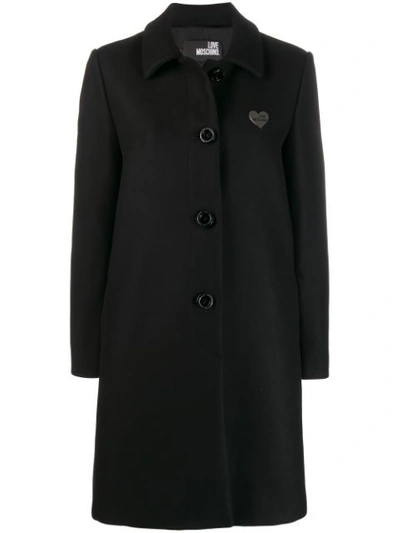 Love Moschino Single Breasted Coat W/slits On Back In Black