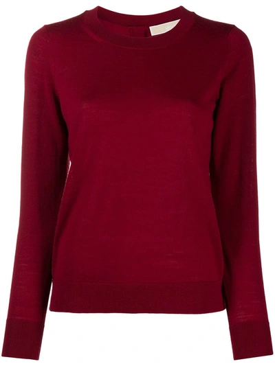 Michael Michael Kors Wool Blend Crew-neck Pullover In Red