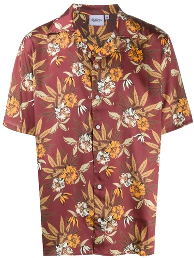 Sss World Corp Printed Short Sleeve Shirt In Cocoa