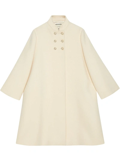 Gucci Wool Coat With Logo Buttons In White