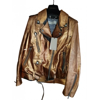 Pre-owned Golden Goose Leather Biker Jacket In Metallic