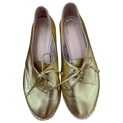 Pre-owned Charlotte Olympia Gold Leather Espadrilles