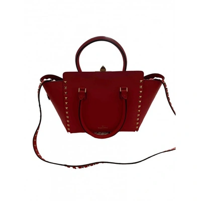 Pre-owned Valentino Garavani Rockstud Leather Handbag In Red