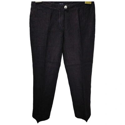 Pre-owned Versace Linen Trousers In Black