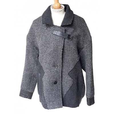 Pre-owned Maje Wool Coat In Grey