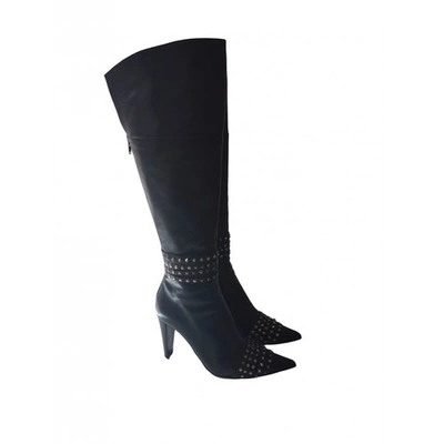 Pre-owned Alexander Mcqueen Leather Riding Boots In Black