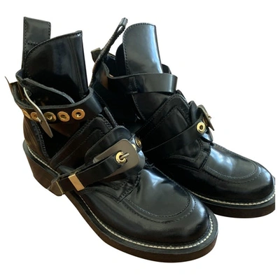 Pre-owned Balenciaga Ceinture Leather Ankle Boots In Black