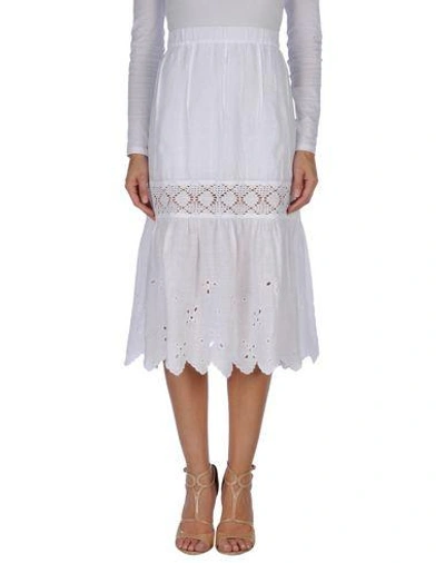 120% Lino Midi Skirts In White