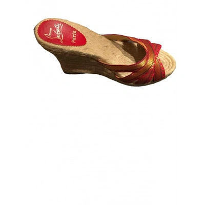 Pre-owned Christian Louboutin Cloth Sandals In Red