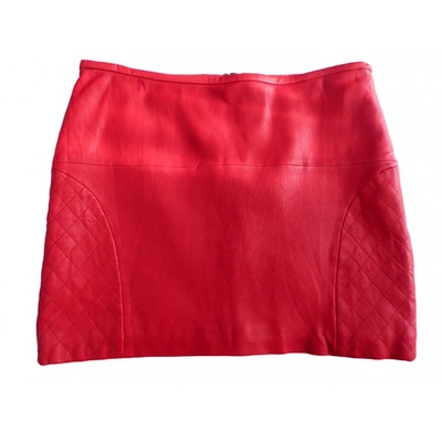 Pre-owned American Retro Leather Mini Skirt In Red