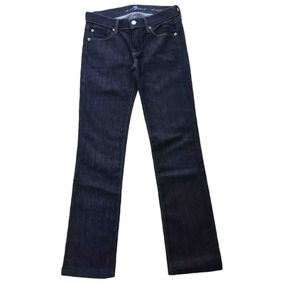 Pre-owned 7 For All Mankind Straight Jeans In Navy
