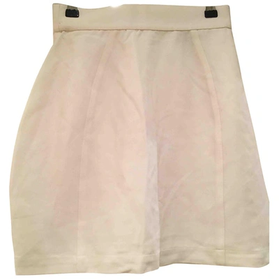 Pre-owned Mugler Mini Skirt In Ecru