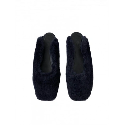Pre-owned Rosetta Getty Navy Shearling Flats