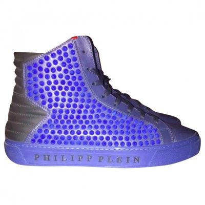 Pre-owned Philipp Plein Leather High Trainers In Blue