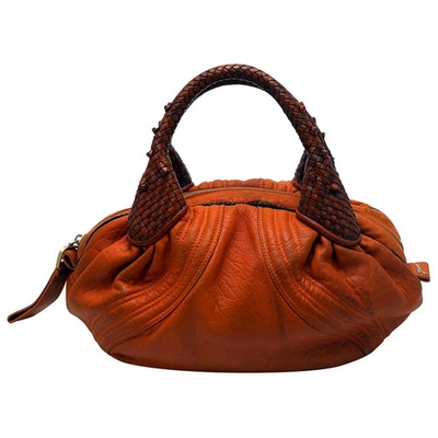 Pre-owned Fendi Spy Leather Handbag In Orange