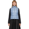 Moncler Ghany Short Shiny Nylon Down Vest In Medium Blue