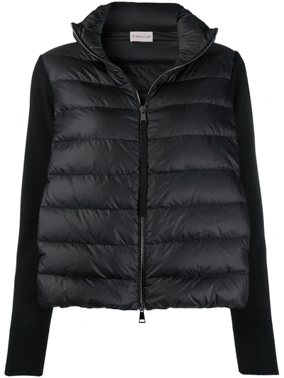 Moncler Panelled Puffer Jacket In Black