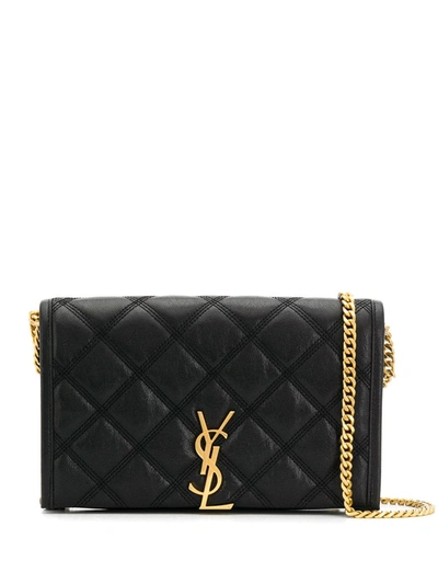 Saint Laurent Becky Leather Wallet On Chain In Black