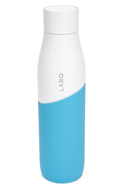 Larq Movement 32 Ounce Self Cleaning Water Bottle In White/ Marine