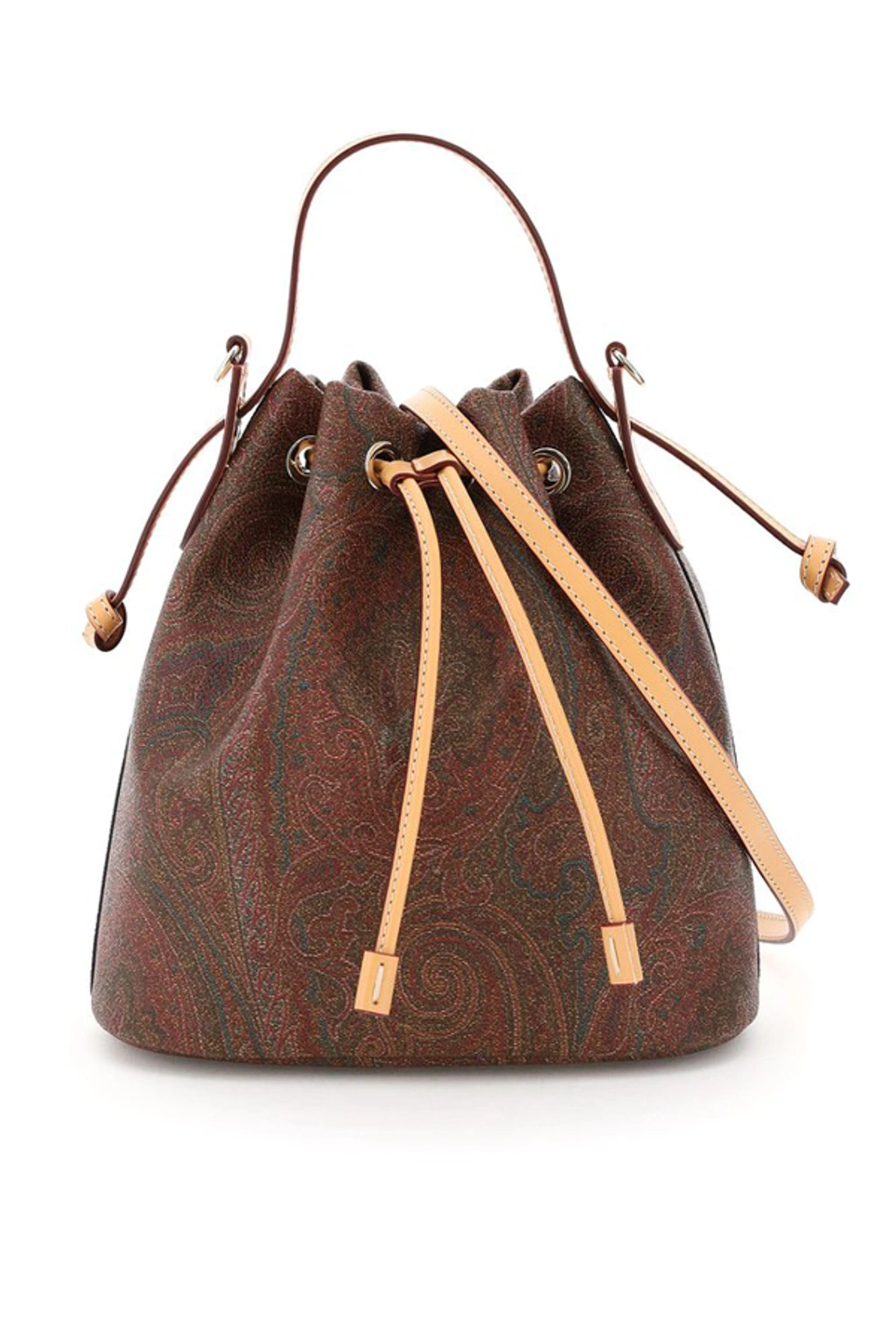 ハンドバッグ Etro Bucket Bag With Intricate Paisley Pattern Vintage ETRO Canvas Leather Burgundy Paisley Drawstring