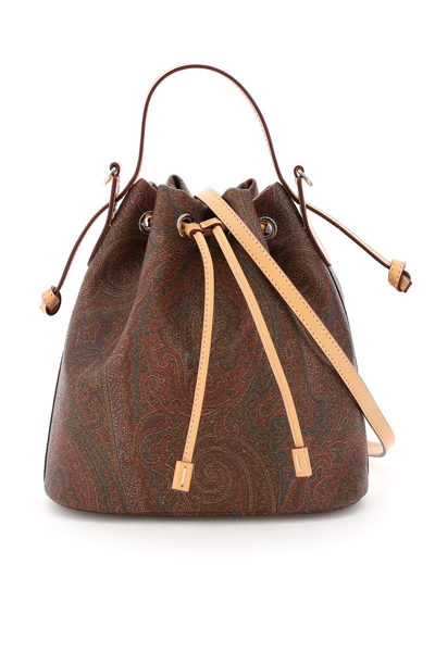 Etro Paisley-print Bucket Bag In Brown