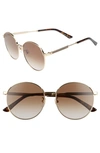 Gucci 58mm Gradient Round Sunglasses In Gold/ Brown