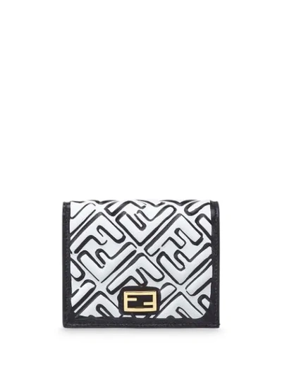 Fendi X Joshua Vides Small Baguette Ff Logo Leather Wallet In White