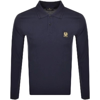 Belstaff Long Sleeved Polo T Shirt Navy