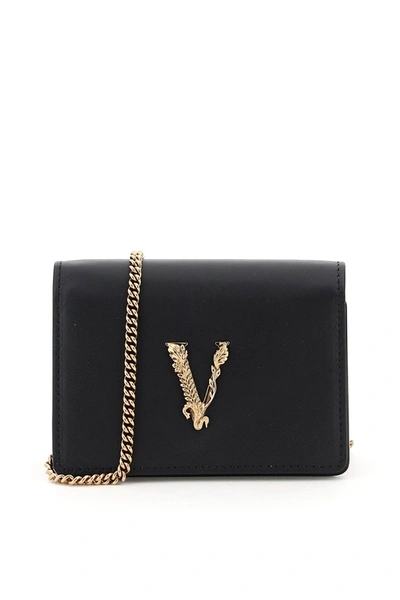 Versace Virtus Chain Micro Bag Cardholder In Black