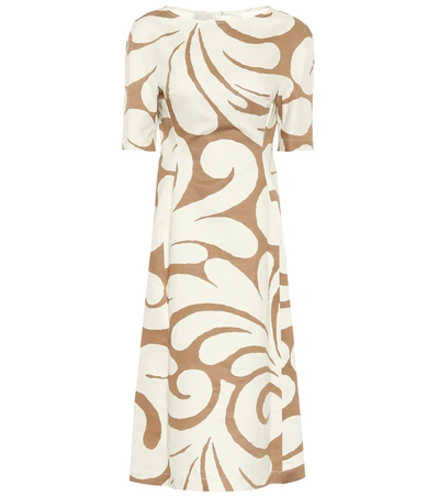 Marni Swirl-print Cotton-blend Canvas Dress In Caramel