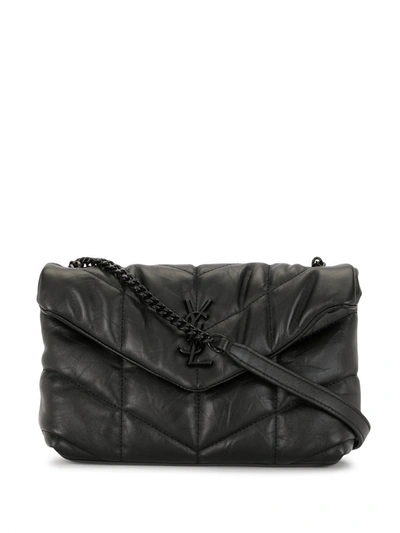 Saint Laurent Toy Loulou Puffer Quilted Leather Crossbody Bag In Black