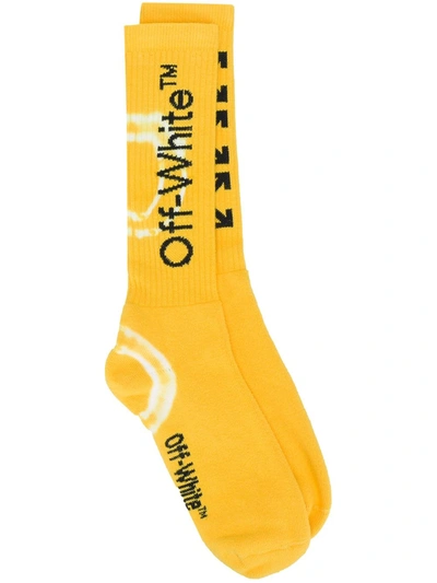 Off-white Jacquard-socken Mit Batikmuster In Yellow