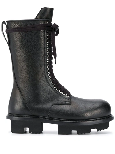 Rick Owens Tecuatl Army Boots In Black