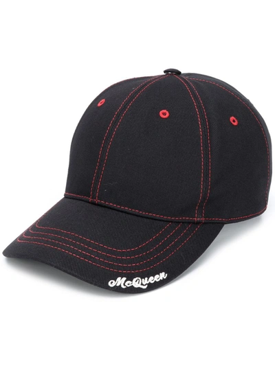 Alexander Mcqueen Logo-embroidered Baseball Cap In Black Red