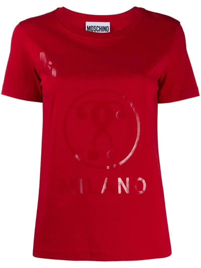 Moschino Double Question Mark Slim-fit T-shirt In Red