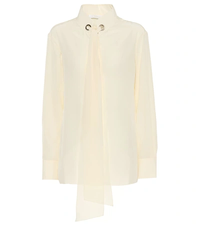 Chloé Pinstriped Silk Blouse With Scarf In Beige