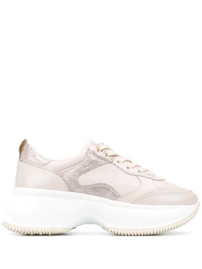 Hogan Maxi I Active Leather Sneakers In Pink In Neutrals