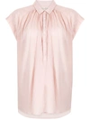 Nili Lotan Normandy Gathered Yoke Blouse In Pink