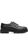 Prada Leather Laced Shoes In Black