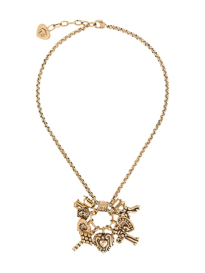 Pre-owned Versace 1990s Baroque Pendants Necklace In Gold