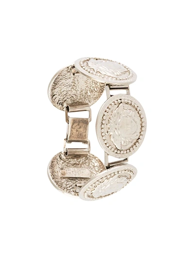 Pre-owned Versace 1990s Medusa Bracelet In Silver