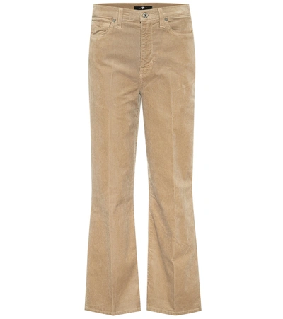 7 For All Mankind Alexa High-rise Cropped Corduroy Jeans In Beige