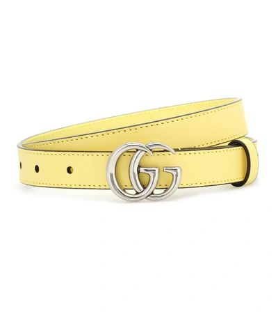 Gucci Gg Leather Belt In Yellow