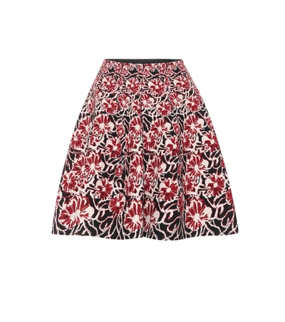 Alaïa Floral Stretch-wool Miniskirt In Red
