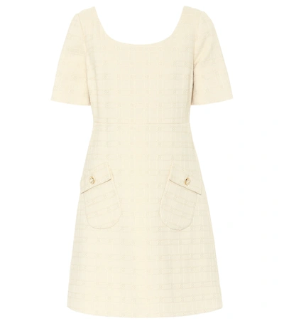 Gucci Cotton And Wool Tweed Minidress In Beige