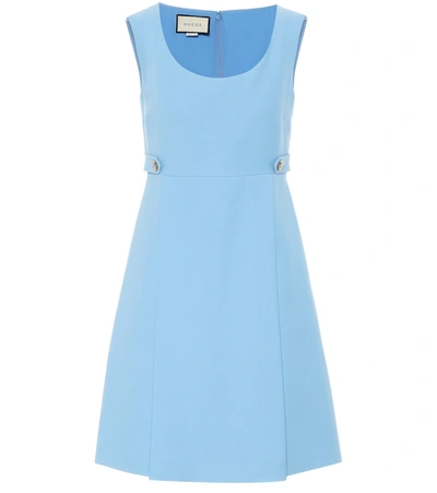 Gucci Silk And Wool Cady Minidress In Blue