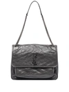 Saint Laurent Large Niki Crinkled Matelassé Leather Shoulder Bag In Black