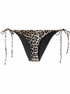 Ganni Leopard-print Side-tie Bikini Briefs In Multicolour