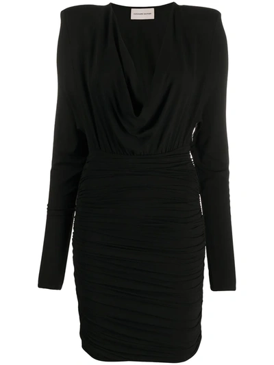 Alexandre Vauthier Cowl-neck Ruched Jersey Mini Dress In Black